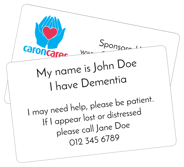 Caron cares dementia assistance card